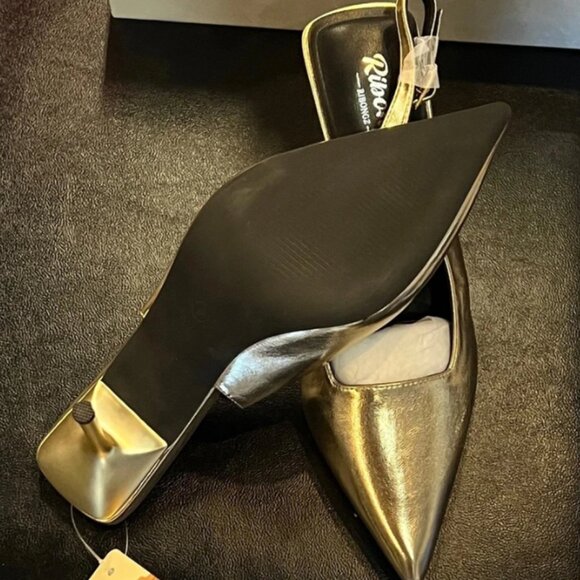 Gold Women's Slingback Heels - Picture 2 of 2